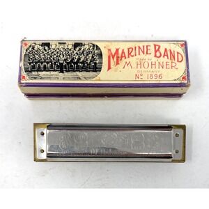 M. HOHNER Marine Band HARMONICA No. 1896 Key of Db Germany